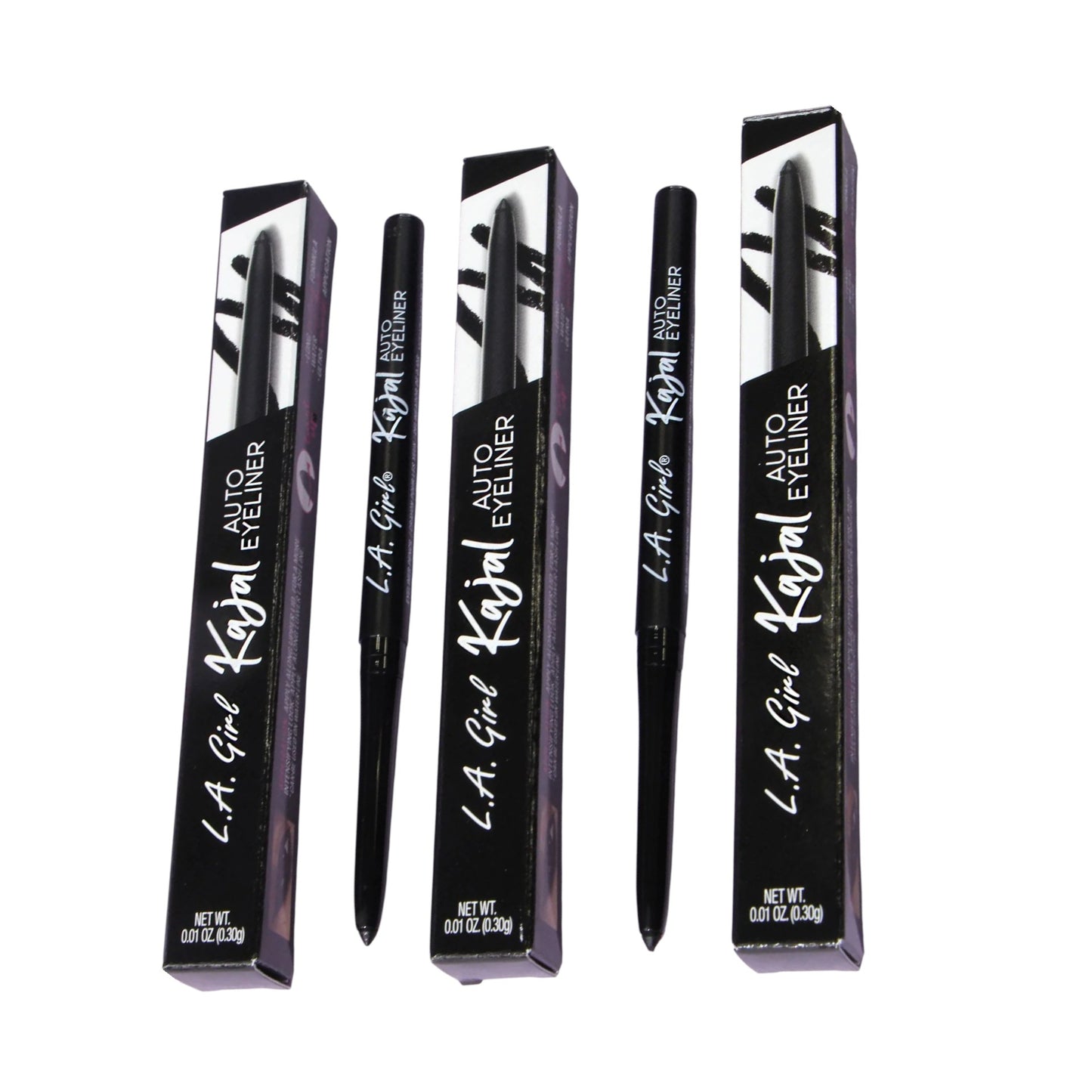Set of L.A. Girl Kajal Auto Eyeliner with packaging on a white background