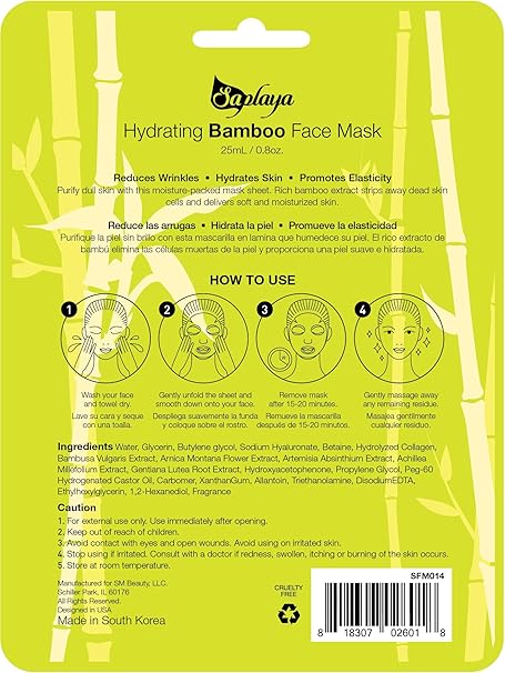 Saplaya k-beauty natural formula Bamboo sheet mask