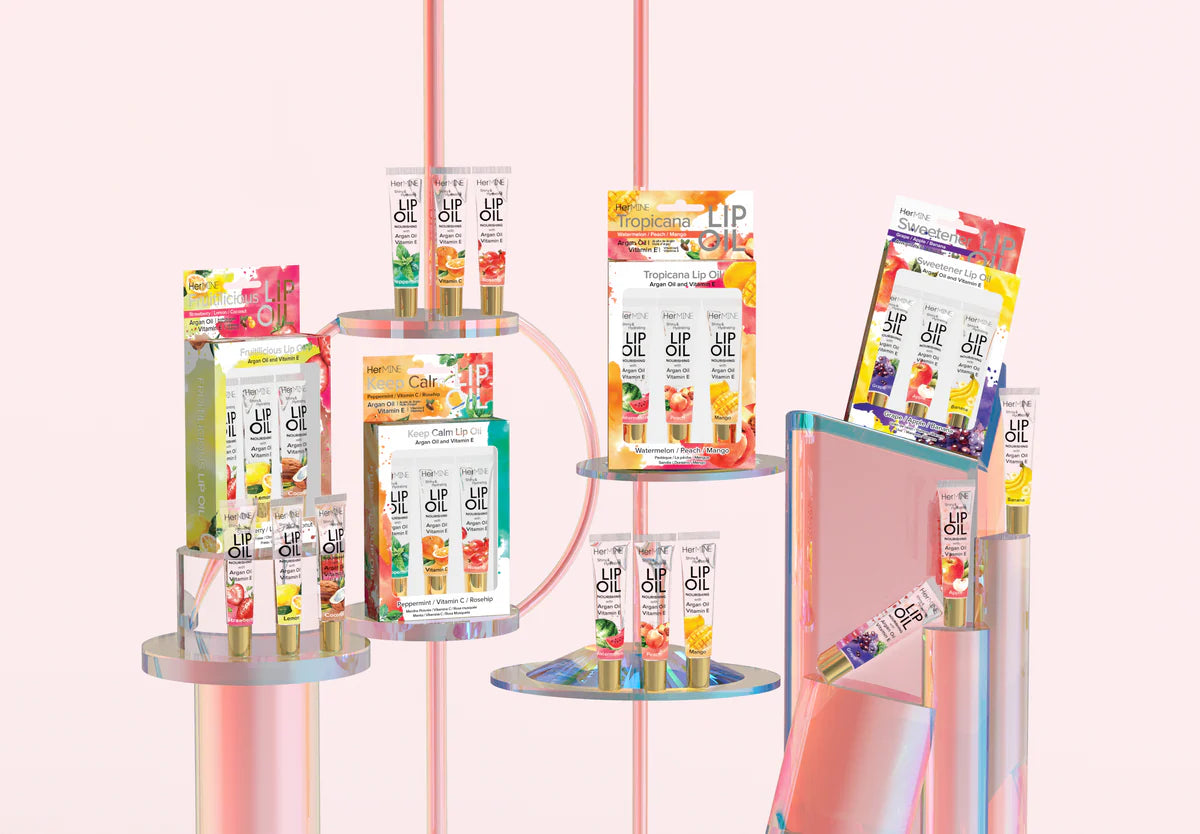 HerMINE Hydrating Lip Oil with Argan oil & Vitamin E - 3 Pack Frutilicious