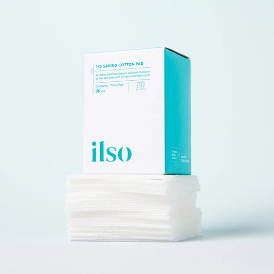 ilso cotton pad packaging on a light blue background