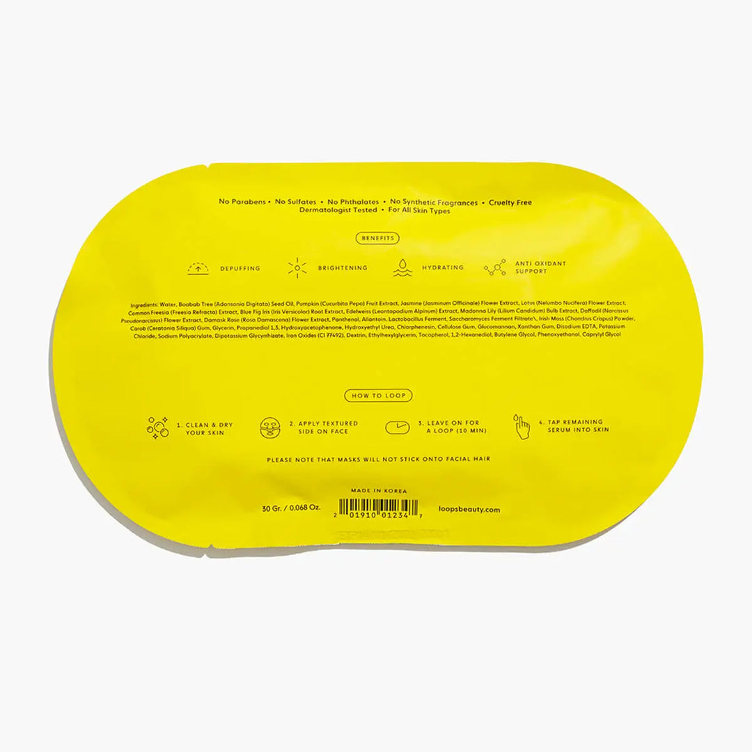 LOOPS sunrise service brightening Hydrogel face mask 1.058 oz