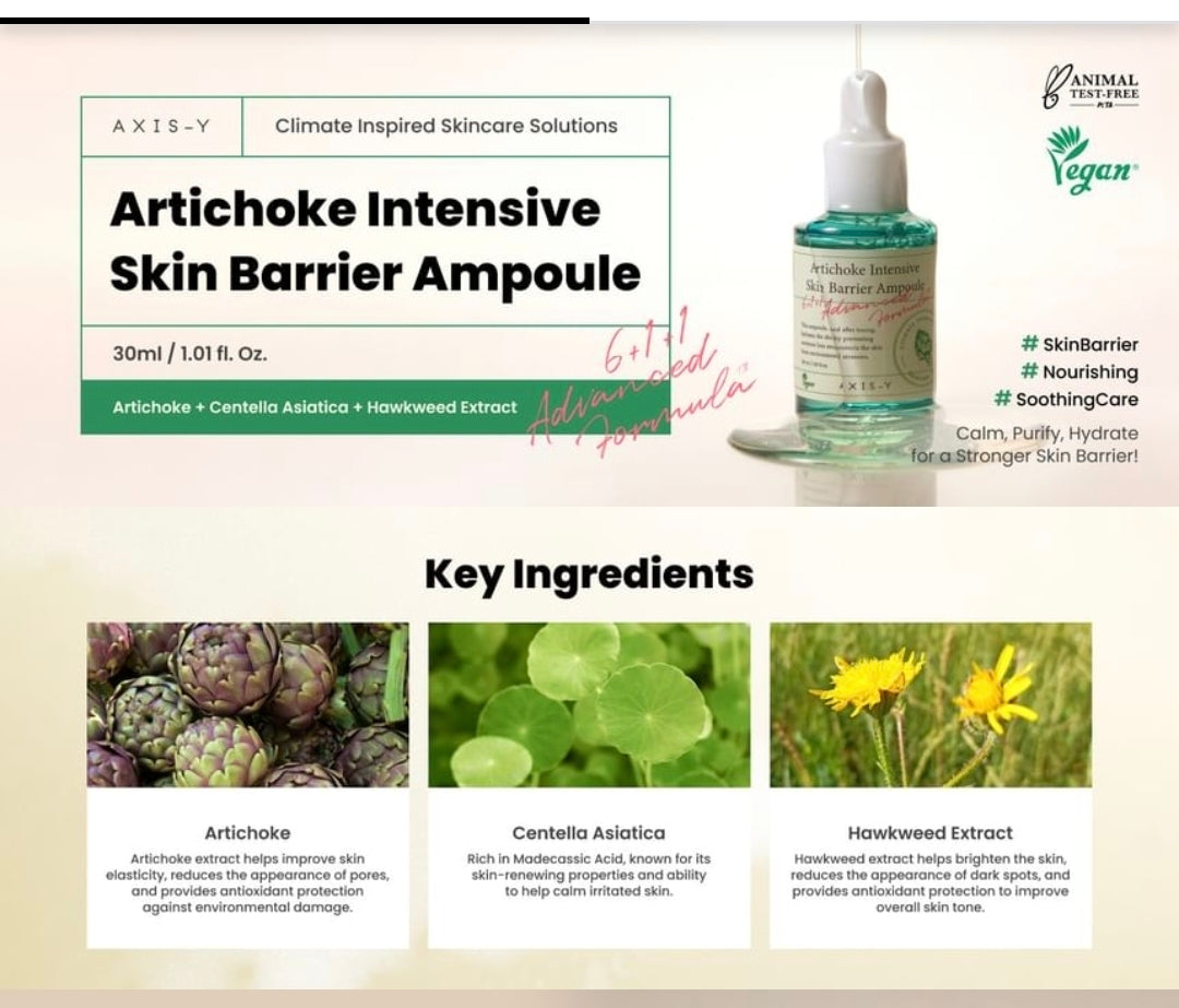Axis y Artichoke Intensive Skin Barrier Ampoule 30ml 1.01 fl oz