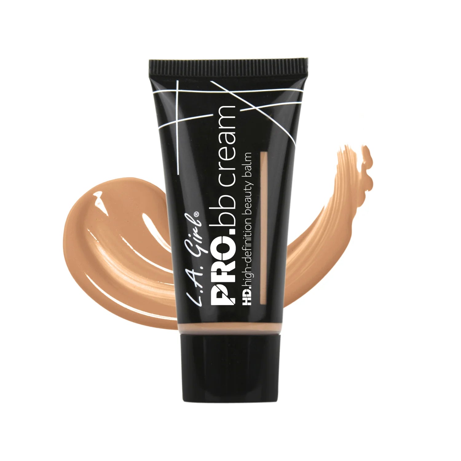 L.A. Girl Pro BB Cream tube with swatches on a white background