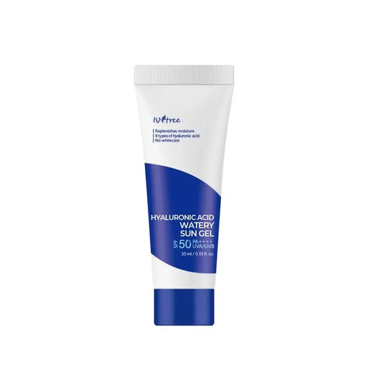 Isntree Hyaluronic Acid Watery Sun Gel Mini SPF50+ tube for lightweight sun protection