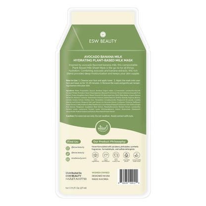 Esw Beauty Avocado Banana Milk Hydrating Plant-Based Milk Sheet Mask