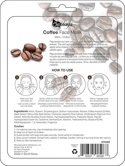 Saplaya  k-beauty natural formula coffee sheet mask