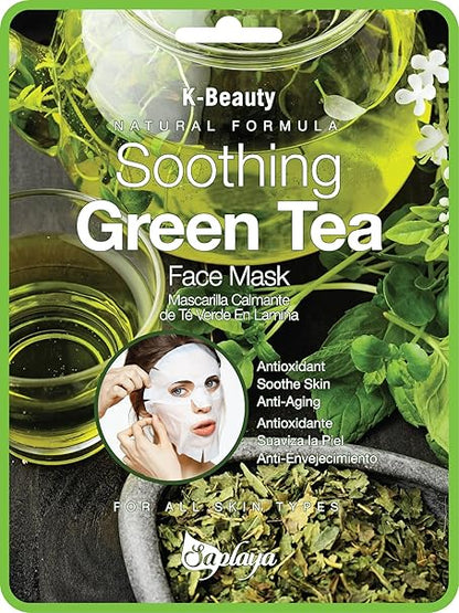 Saplaya  k-beauty natural formula green tea sheet mask