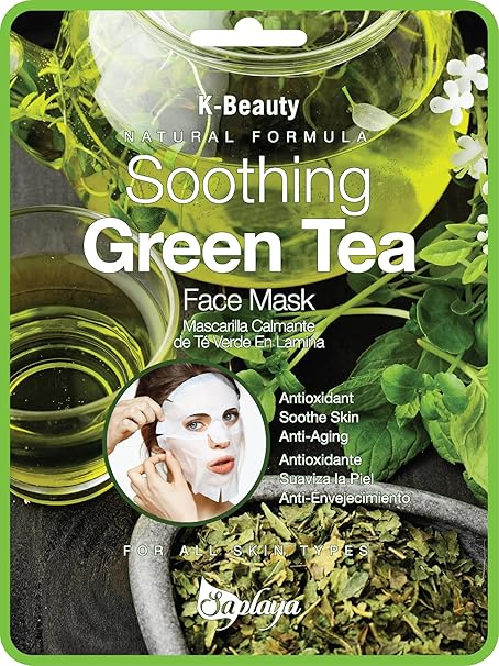 Saplaya  k-beauty natural formula green tea sheet mask