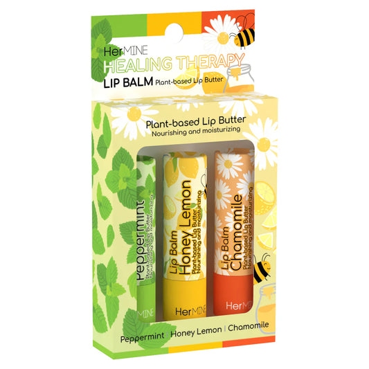 HerMINE Lip Balm Plant-based Lip Butter 3 Pack - healing therapy