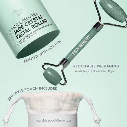 Esw Beauty Mint Green Tea Jade Crystal Facial Roller