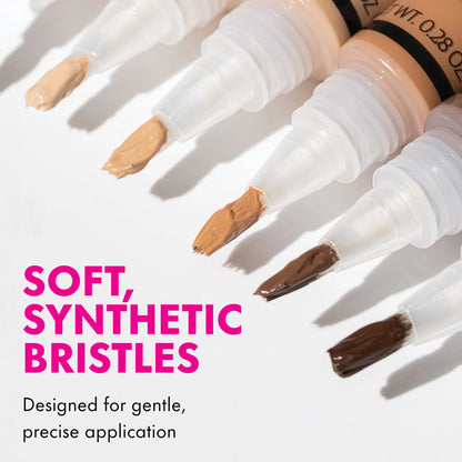 Makeup brushes with soft, synthetic bristles on a white background