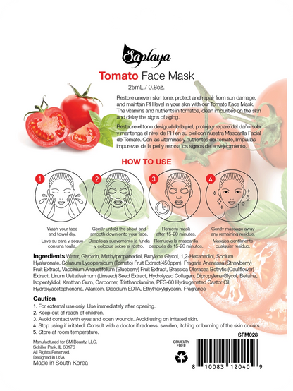 Saplaya  k-beauty natural formula Tomato sheet mask