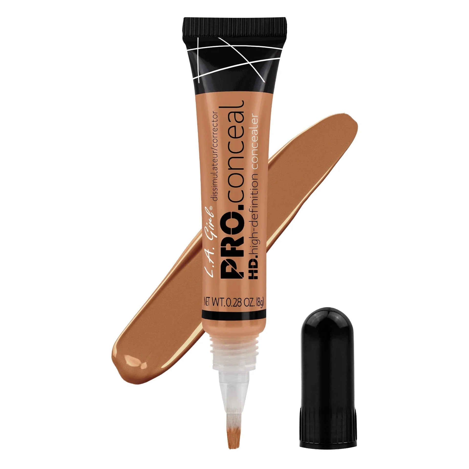 la girl Makeup concealer with applicator on a white background
